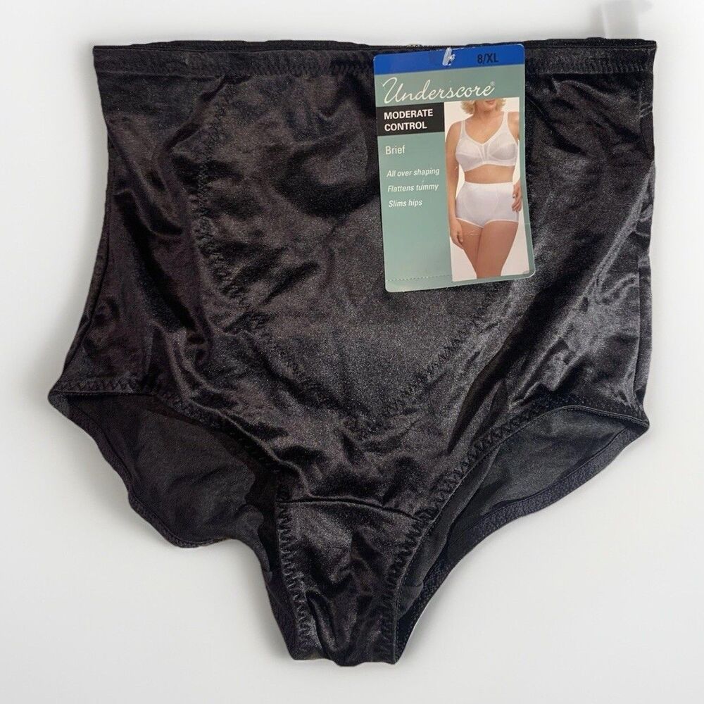 Underscore Control Nylon Panties Moderate Control Brief XL Black NEW